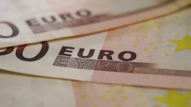 Detalle Billete Euros Primer Plano Símbolo Texto Moneda Señal Dinero — Vídeos de Stock