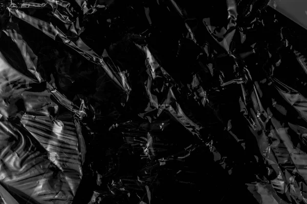Folha Alumínio Metal Enrugado Preto Amassado Grunge Abstrato Detalhado Fundo — Fotografia de Stock