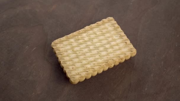 Biscuit Carré Sablé Avec Une Surface Rugueuse Motifs Texturés Sur — Video