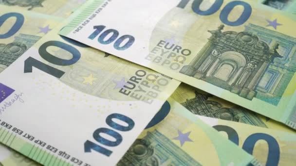 100 Euro Luk Banknotlar Kapanıyor Döndürme Avrupa Nakit Paraları — Stok video