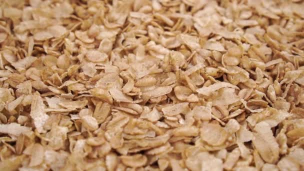 Fulgi Grâu Uscat Cade Cereale Mic Dejun Negătite Mișcare Lentă — Videoclip de stoc