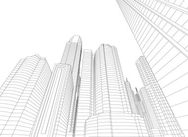 Mimari sanat konseptinde soyut çizgiler, minimum geometrik şekiller. 