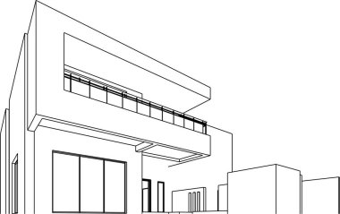 Mimari sanat konseptinde soyut çizgiler, minimum geometrik şekiller. 