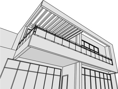 Mimari sanat konseptinde soyut çizgiler, minimum geometrik şekiller. 
