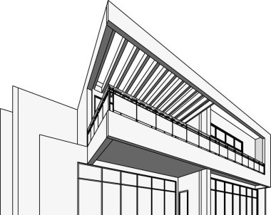 Mimari sanat konseptinde soyut çizgiler, minimum geometrik şekiller. 