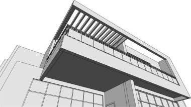 Mimari sanat konseptinde soyut çizgiler, minimum geometrik şekiller. 