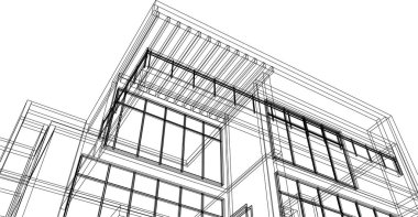 Mimari sanat konseptinde soyut çizgiler, minimum geometrik şekiller. 