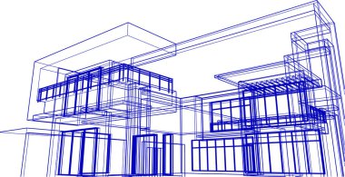 Mimari sanat konseptinde soyut çizgiler, minimum geometrik şekiller. 