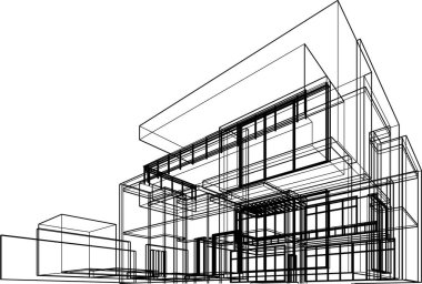 Mimari sanat konseptinde soyut çizgiler, minimum geometrik şekiller. 