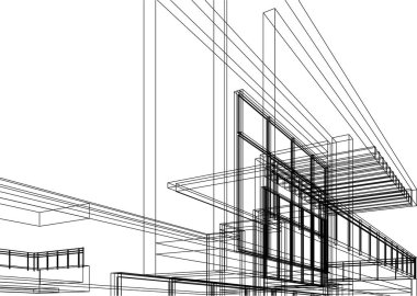 Mimari sanat konseptinde soyut çizgiler, minimum geometrik şekiller. 
