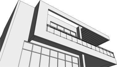 Mimari sanat konseptinde soyut çizgiler, minimum geometrik şekiller. 