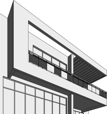 Mimari sanat konseptinde soyut çizgiler, minimum geometrik şekiller. 