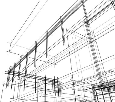 Mimari sanat konseptinde soyut çizgiler, minimum geometrik şekiller. 