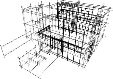 Mimari sanat konseptinde soyut çizgiler, minimum geometrik şekiller. 
