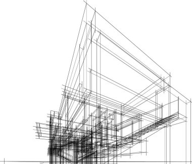 Mimari sanat konseptinde soyut çizgiler, minimum geometrik şekiller. 