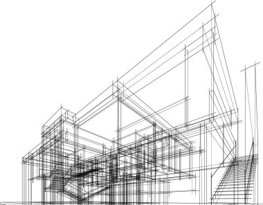 Mimari sanat konseptinde soyut çizgiler, minimum geometrik şekiller. 