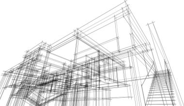 Mimari sanat konseptinde soyut çizgiler, minimum geometrik şekiller. 