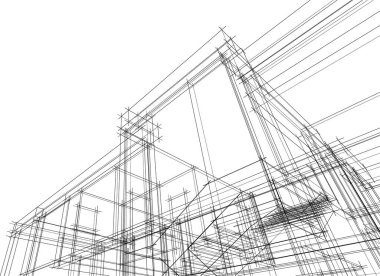 Mimari sanat konseptinde soyut çizgiler, minimum geometrik şekiller. 