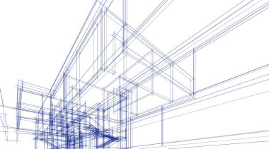 Mimari sanat konseptinde soyut çizgiler, minimum geometrik şekiller. 