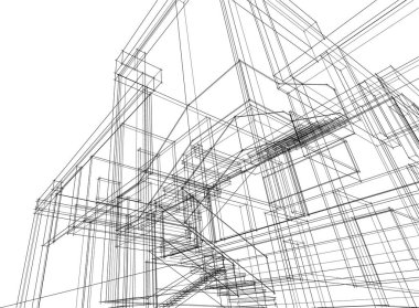 Mimari sanat konseptinde soyut çizgiler, minimum geometrik şekiller. 