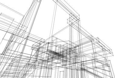 Mimari sanat konseptinde soyut çizgiler, minimum geometrik şekiller. 