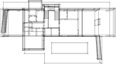 Mimari sanat konseptinde soyut çizgiler, minimum geometrik şekiller. 
