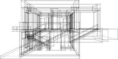 Mimari sanat konseptinde soyut çizgiler, minimum geometrik şekiller. 