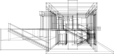 Mimari sanat konseptinde soyut çizgiler, minimum geometrik şekiller. 