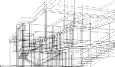 Mimari sanat konseptinde soyut çizgiler, minimum geometrik şekiller. 