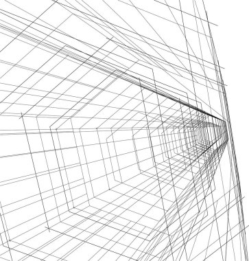 Mimari sanat konseptinde soyut çizgiler, minimum geometrik şekiller. 