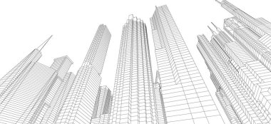 Mimari sanat konseptinde soyut çizgiler, minimum geometrik şekiller. 