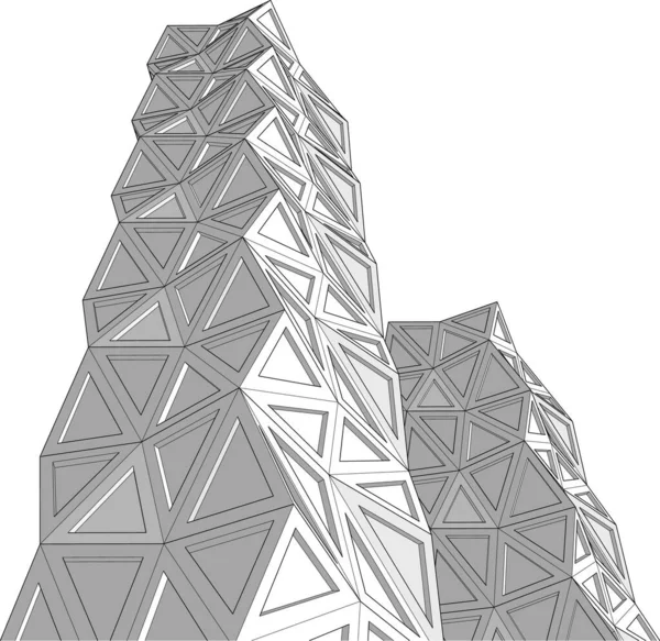 建築芸術の概念における抽象的な線や最小限の幾何学的形状 — ストックベクタ