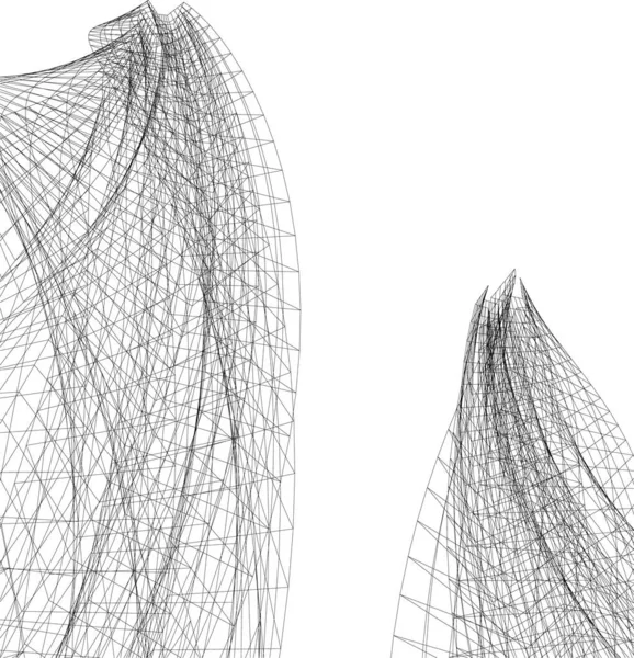 Líneas Abstractas Dibujo Concepto Arte Arquitectónico Formas Geométricas Mínimas — Archivo Imágenes Vectoriales