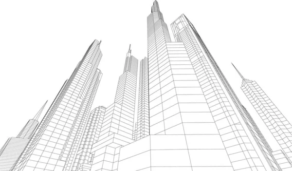 Abstrakte Zeichnungslinien Architektonischen Kunstkonzept Minimale Geometrische Formen — Stockvektor