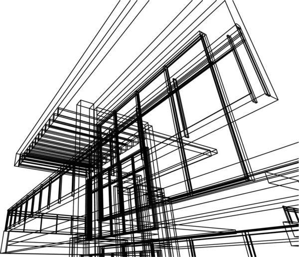 Linee Disegno Astratte Nel Concetto Arte Architettonica Forme Geometriche Minime — Vettoriale Stock