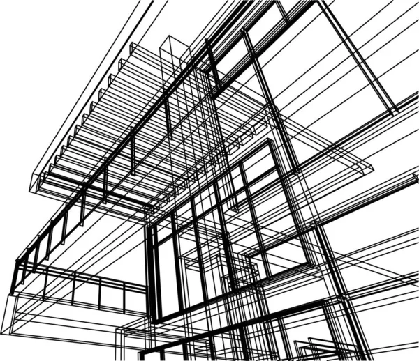 Lignes Dessin Abstraites Dans Concept Art Architectural Formes Géométriques Minimales — Image vectorielle