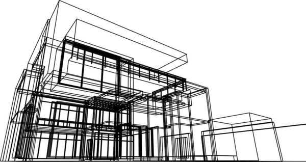 Abstrakte Zeichnungslinien Architektonischen Kunstkonzept Minimale Geometrische Formen — Stockvektor