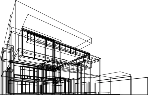 Abstracte Tekenlijnen Architectonisch Kunstconcept Minimale Geometrische Vormen — Stockvector