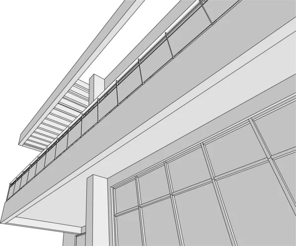 Abstrakcyjne Linie Rysunku Koncepcji Sztuki Architektonicznej Minimalne Kształty Geometryczne — Wektor stockowy