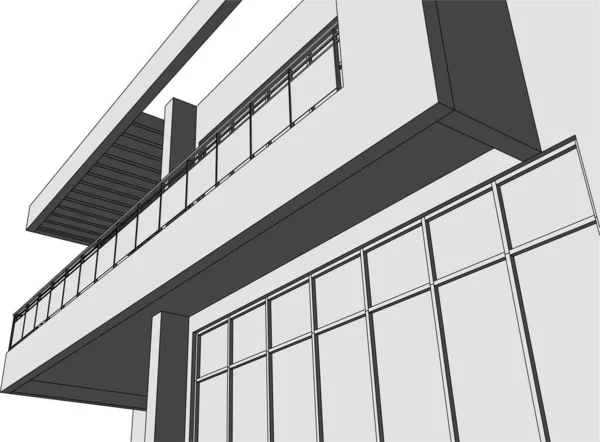 Abstracte Tekenlijnen Architectonisch Kunstconcept Minimale Geometrische Vormen — Stockvector