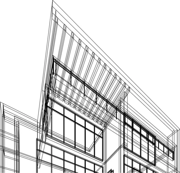 Lignes Dessin Abstraites Dans Concept Art Architectural Formes Géométriques Minimales — Image vectorielle