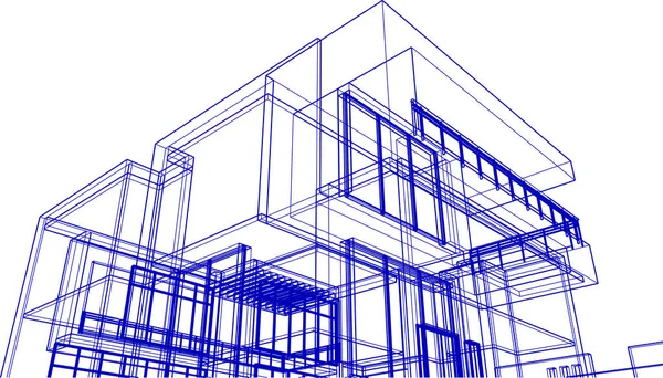 Elvont Rajzvonalak Építészeti Képzőművészetben Minimális Geometriai Formák — Stock Vector