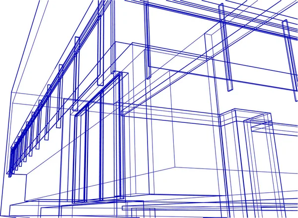 Linee Disegno Astratte Nel Concetto Arte Architettonica Forme Geometriche Minime — Vettoriale Stock