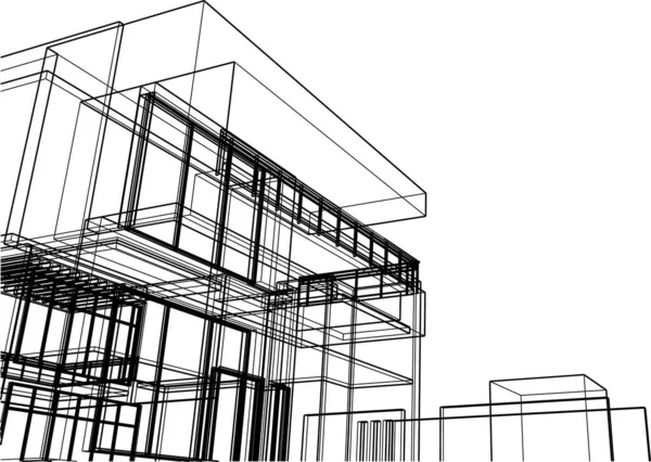 Abstrakcyjne Linie Rysunku Koncepcji Sztuki Architektonicznej Minimalne Kształty Geometryczne — Wektor stockowy