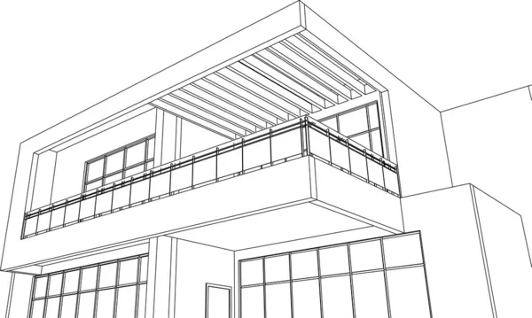 Abstrakte Zeichnungslinien Architektonischen Kunstkonzept Minimale Geometrische Formen — Stockvektor