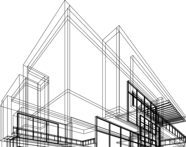 Abstrakta Teckningslinjer Arkitektonisk Konst Koncept Minimala Geometriska Former — Stock vektor