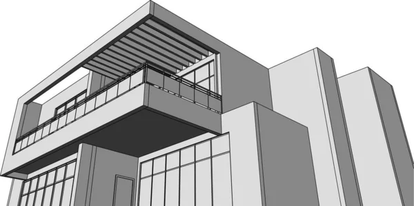 Abstrakta Teckningslinjer Arkitektonisk Konst Koncept Minimala Geometriska Former — Stock vektor