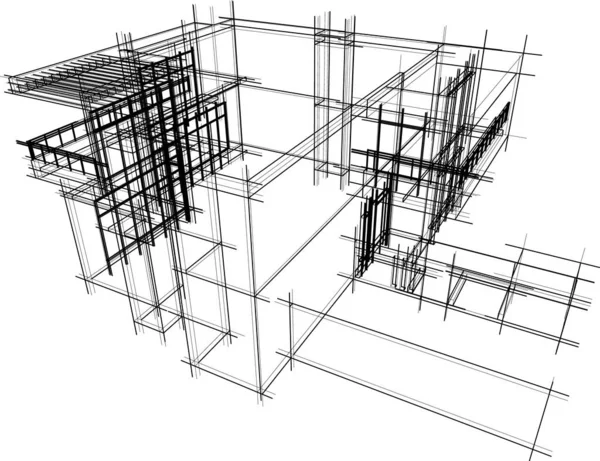 Abstrakta Teckningslinjer Arkitektonisk Konst Koncept Minimala Geometriska Former — Stock vektor