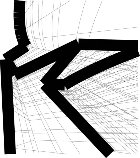 Abstracte Tekenlijnen Architectonisch Kunstconcept Minimale Geometrische Vormen — Stockvector