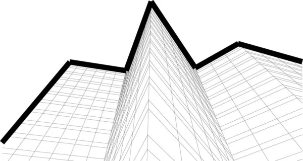 Líneas Abstractas Dibujo Concepto Arte Arquitectónico Formas Geométricas Mínimas — Vector de stock